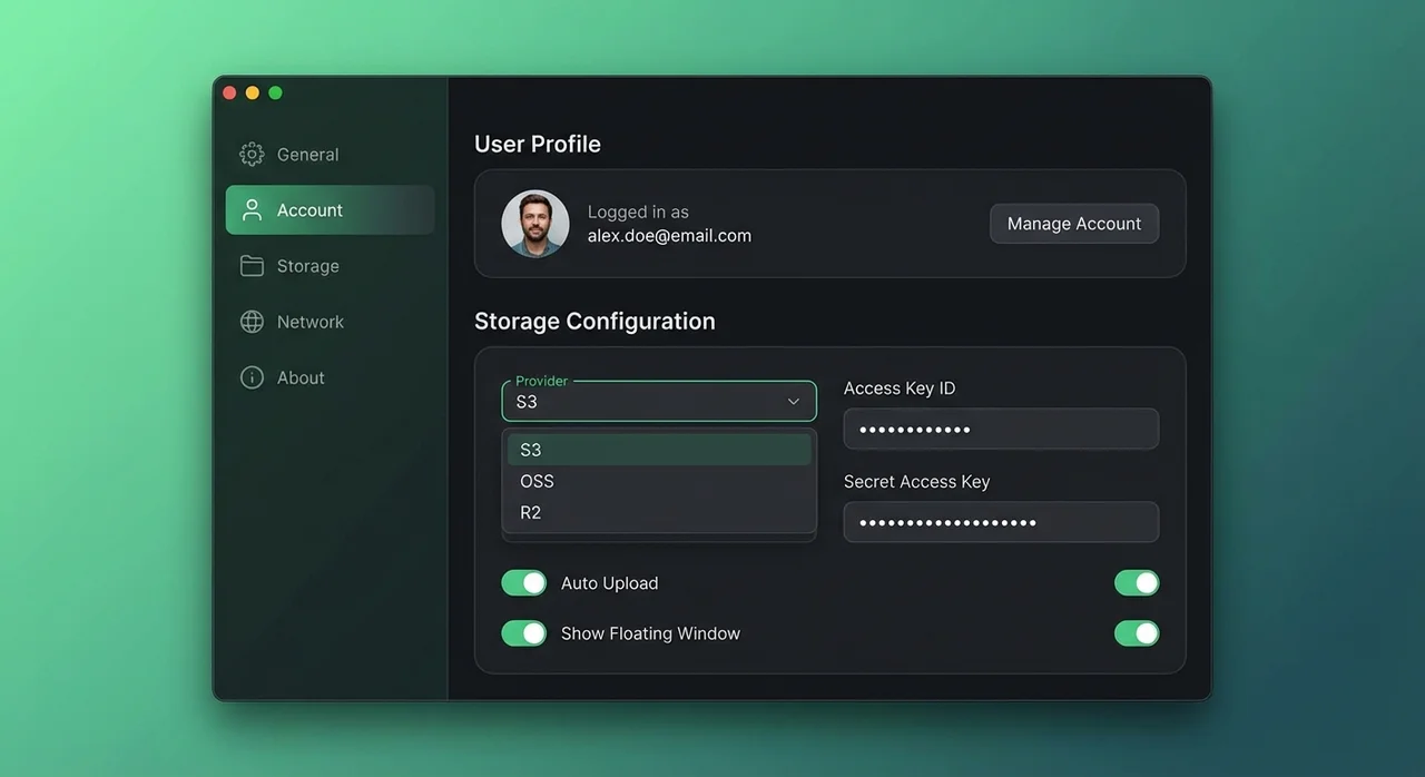 Advanced storage settings